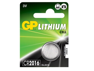GP Lithium Button Cell CR2016 3V/80mAh (5pk) 656.260UK