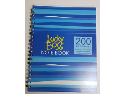 LUCKY BOSS SPYRAL NOTE BOOK A4 200 SHEETS