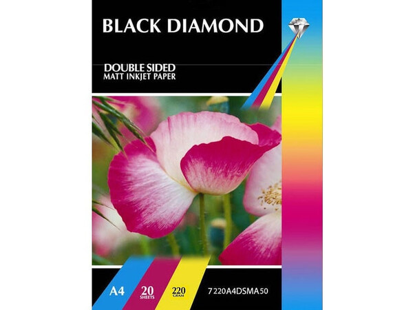 BLACK DIAMOND DOUBLE SIDED MATT PHOTO PAPER A4 220GM 50PK