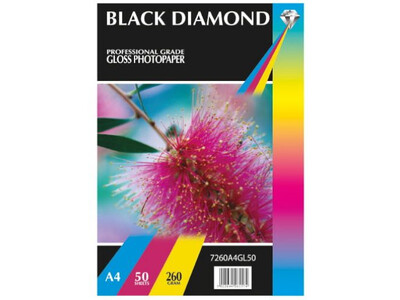 BLACK DIAMOND GLOSS PAPER A4 260G 50PK