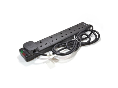 UK POWER STRIP 6 OUTLET WITH 3M CORD