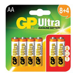 GP Ultra Alkaline Batteries AA 8+4 656.012UK