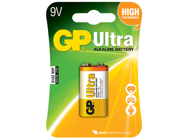 GP Ultra Alkaline Battery PP3 9V 656.020UK