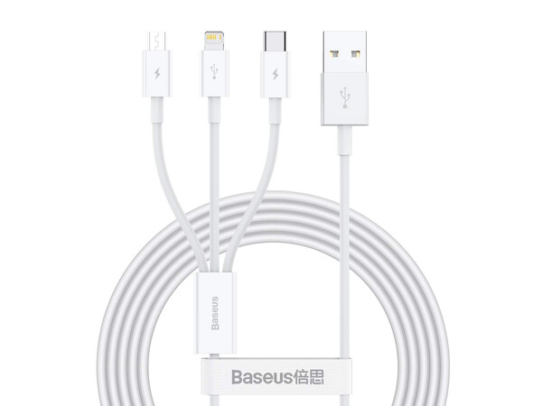 Baseus Cable Superior Series 3-in-1 1.5m White