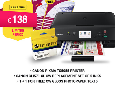 Canon Printer Bundle TS5055 with Paper and ink