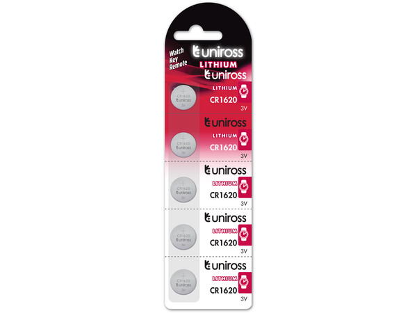 Uniross CR1620 Button Cell Lithium Battery (5pack)