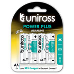 Uniross AA Power Plus Alkaline Batteries 4 Pcs