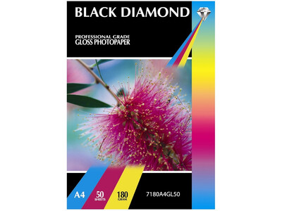 BLACK DIAMOND GLOSS INK JET PHOTO PAPER A4 180G 50PK
