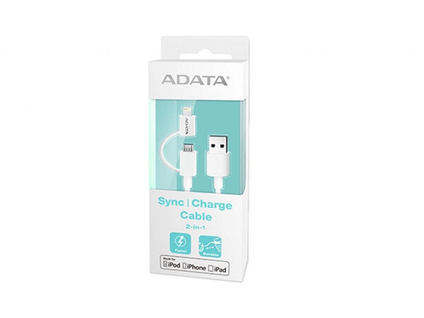 ADATA LIGHTNING CABLE+MICRO USB WHITE