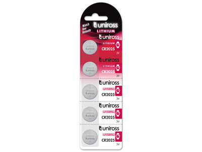Uniross CR2025 Button Cell Lithium Battery (5pack)