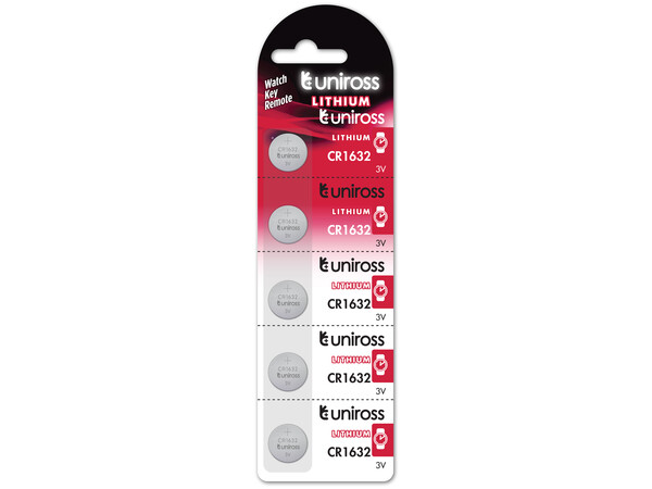 Uniross CR1632 Button Cell Lithium Battery (5pack)