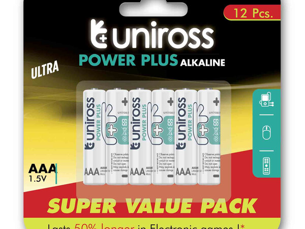 Uniross AAA Power Plus Alkaline Value Pack 12 Pcs