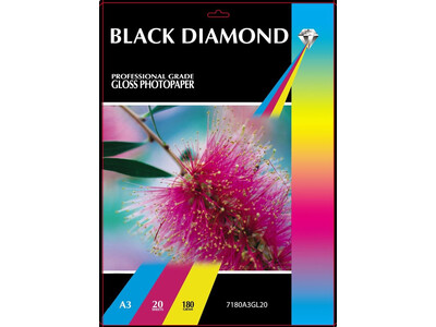 BLACK DIAMOND GLOSS PAPER A3 180G 20PK
